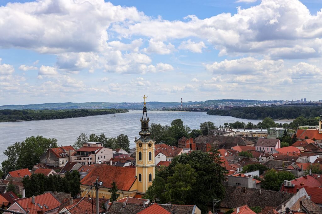 Rooftops of Zemun beside the Danube River in Belgrade, Serbia.