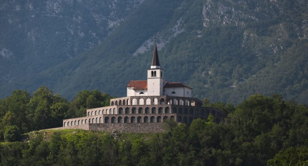 Stone Italian Charnel House above Kobarid in Slovenia.